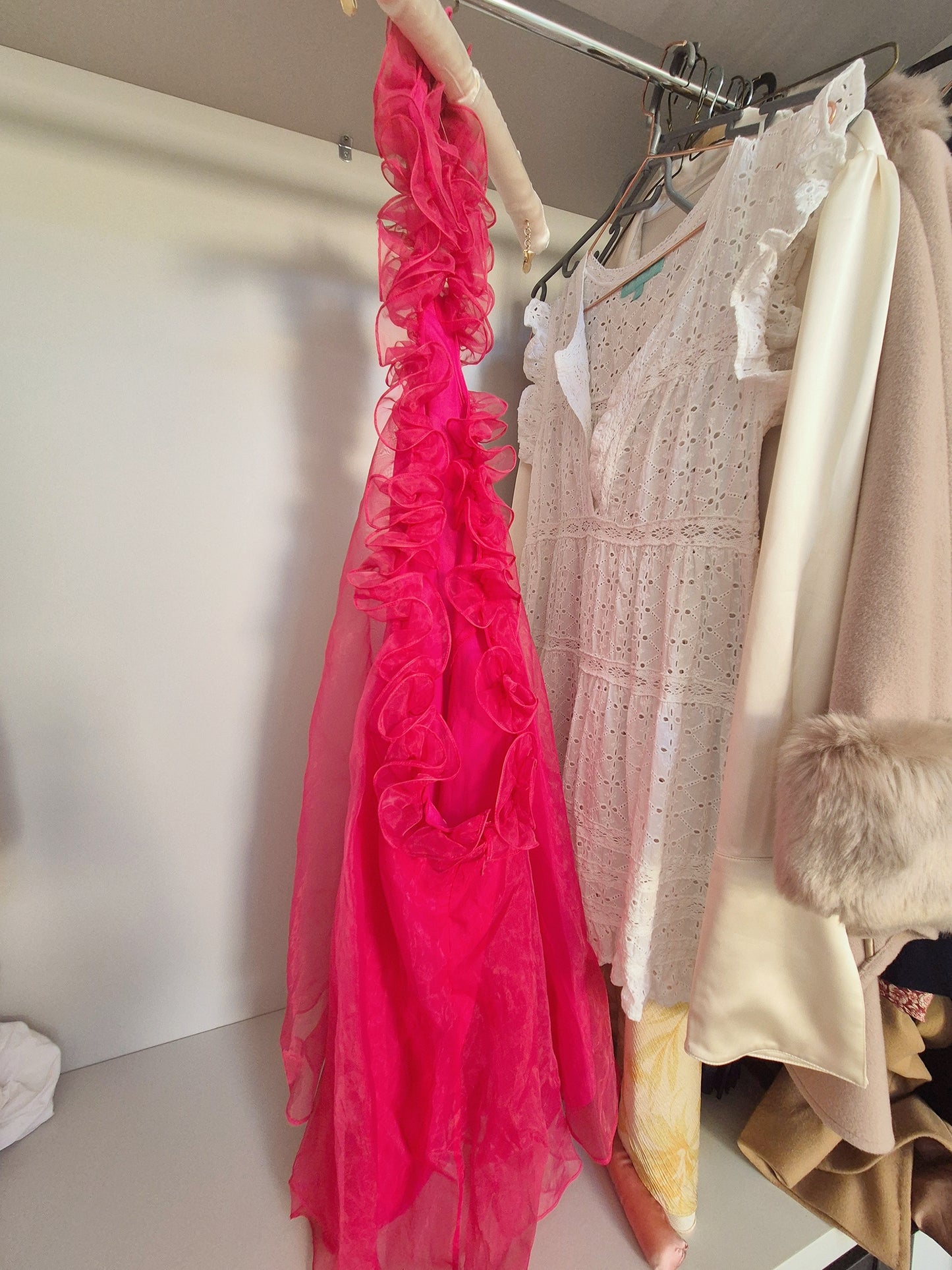 Lovers & friends babydoll organza dress hot pink UK M