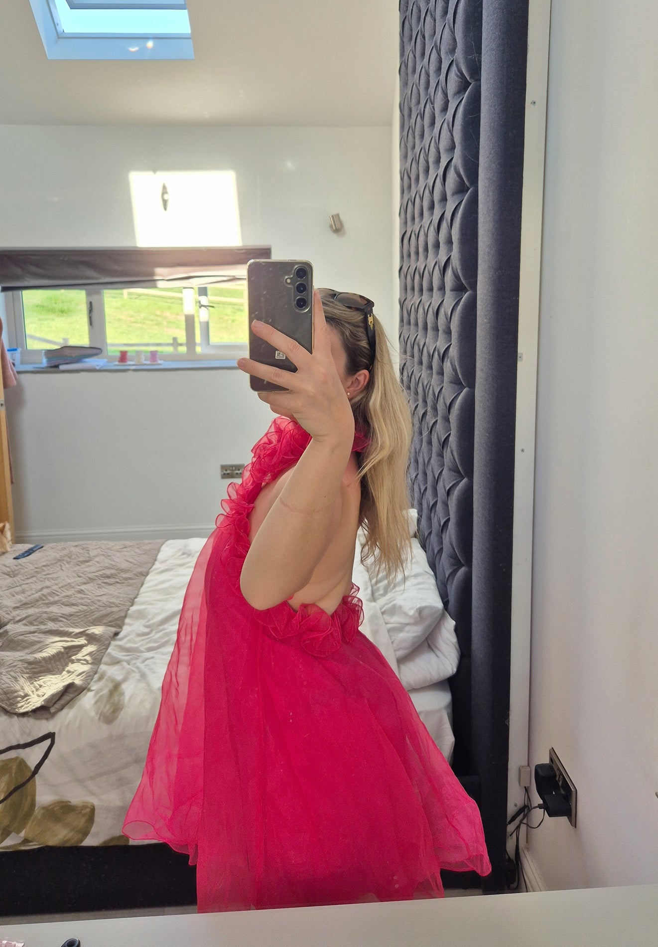 Lovers & friends babydoll organza dress hot pink UK M