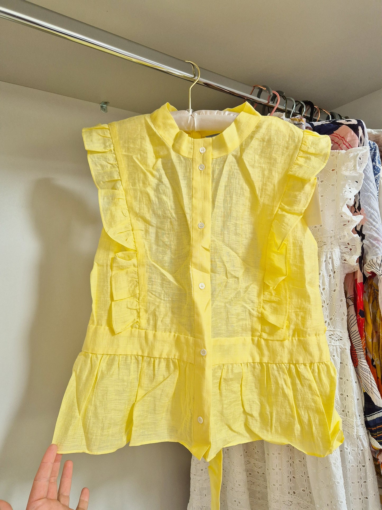 Sandro paris linen blouse yellow Size 2