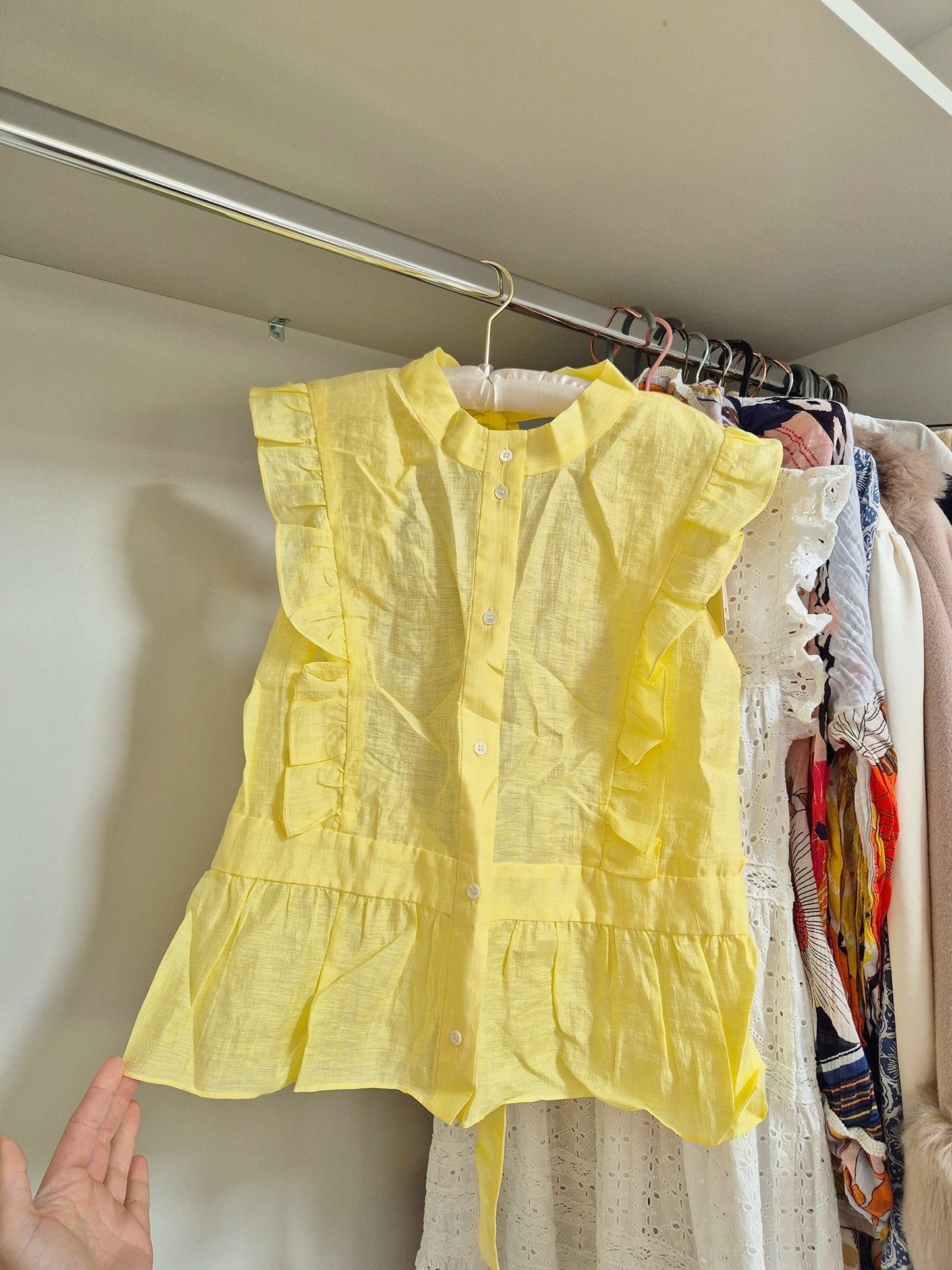 Sandro paris linen blouse yellow Size 2