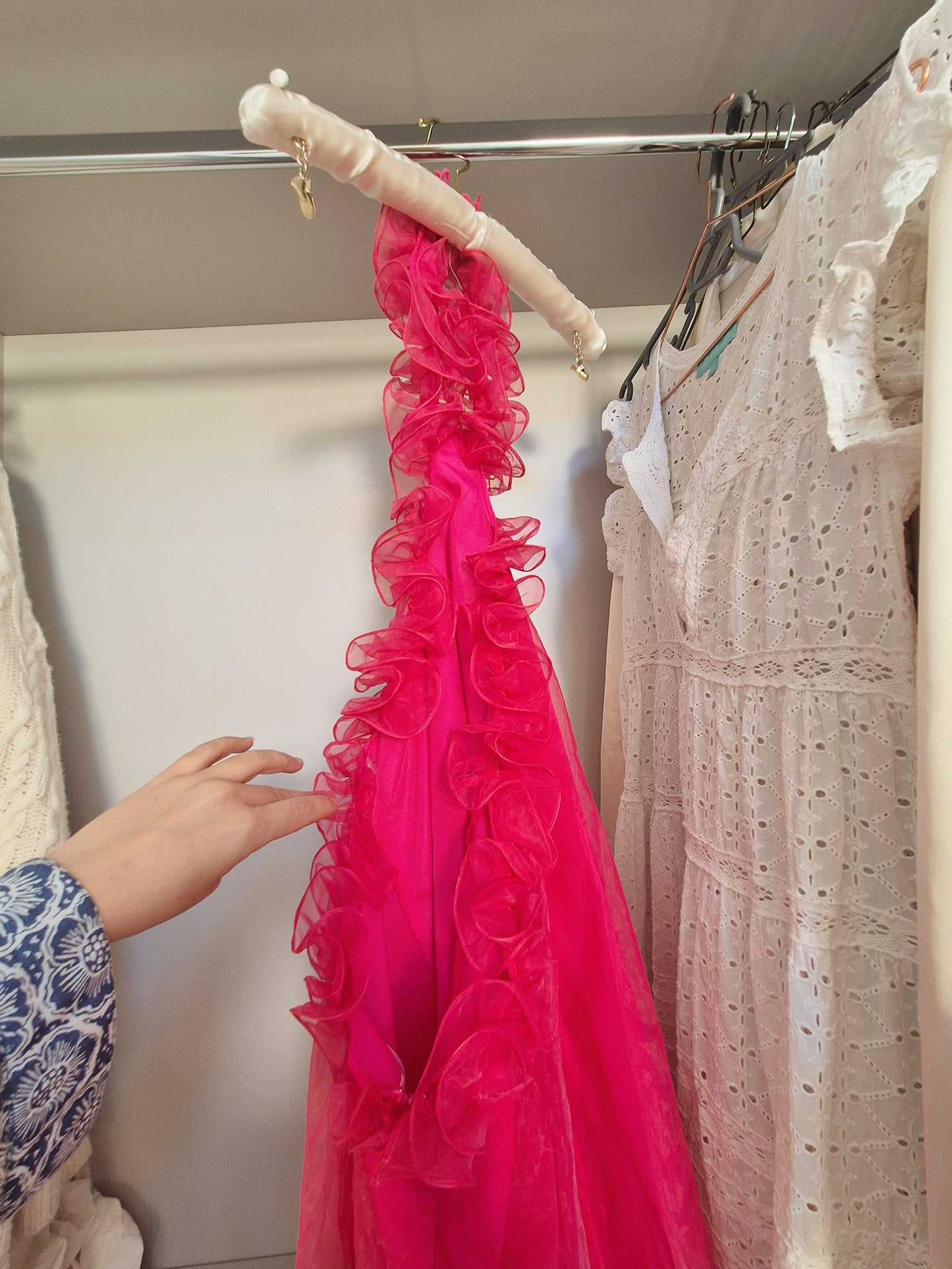 Lovers & friends babydoll organza dress hot pink UK M
