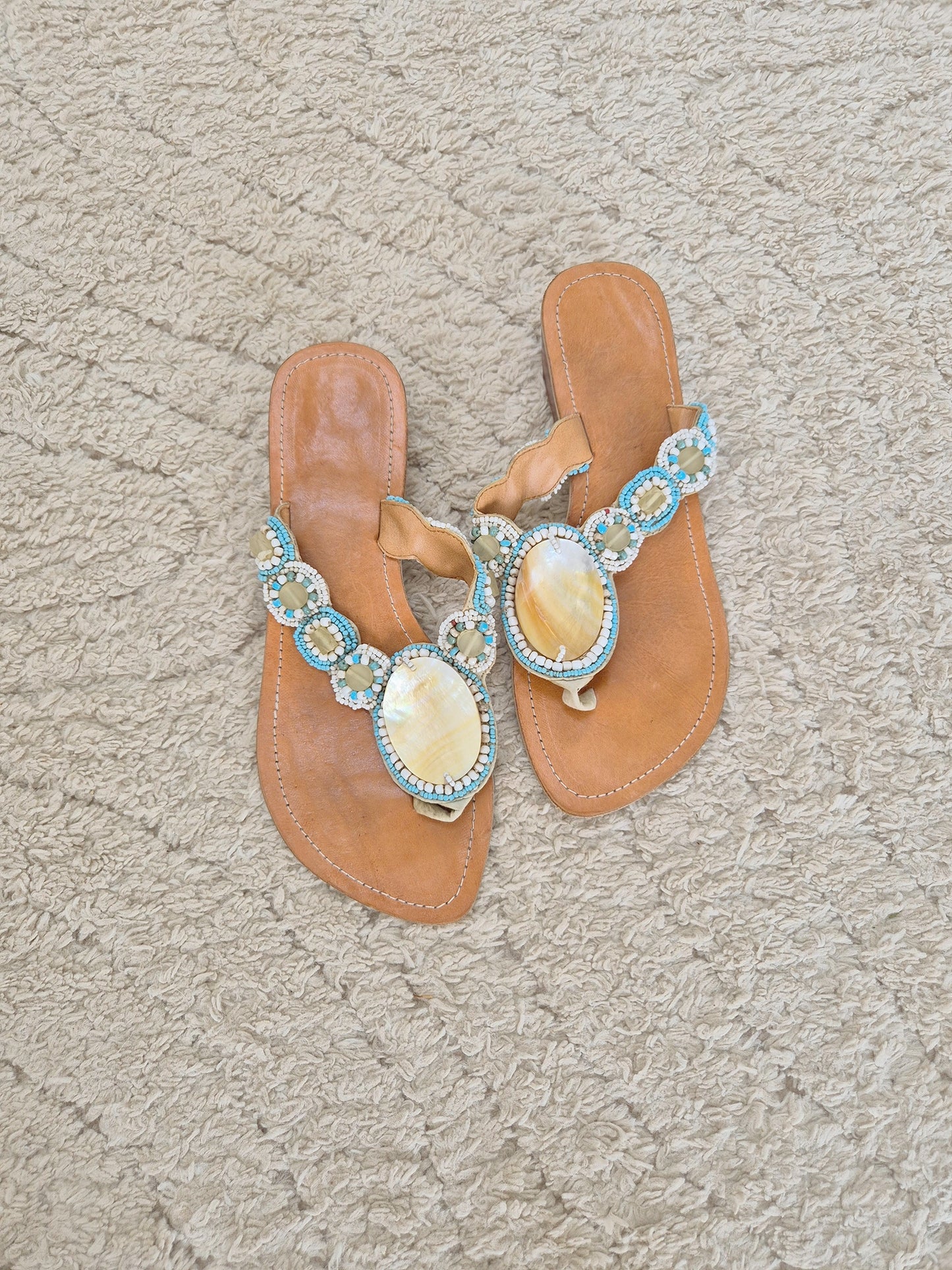 Shell beaded sandals UK 6