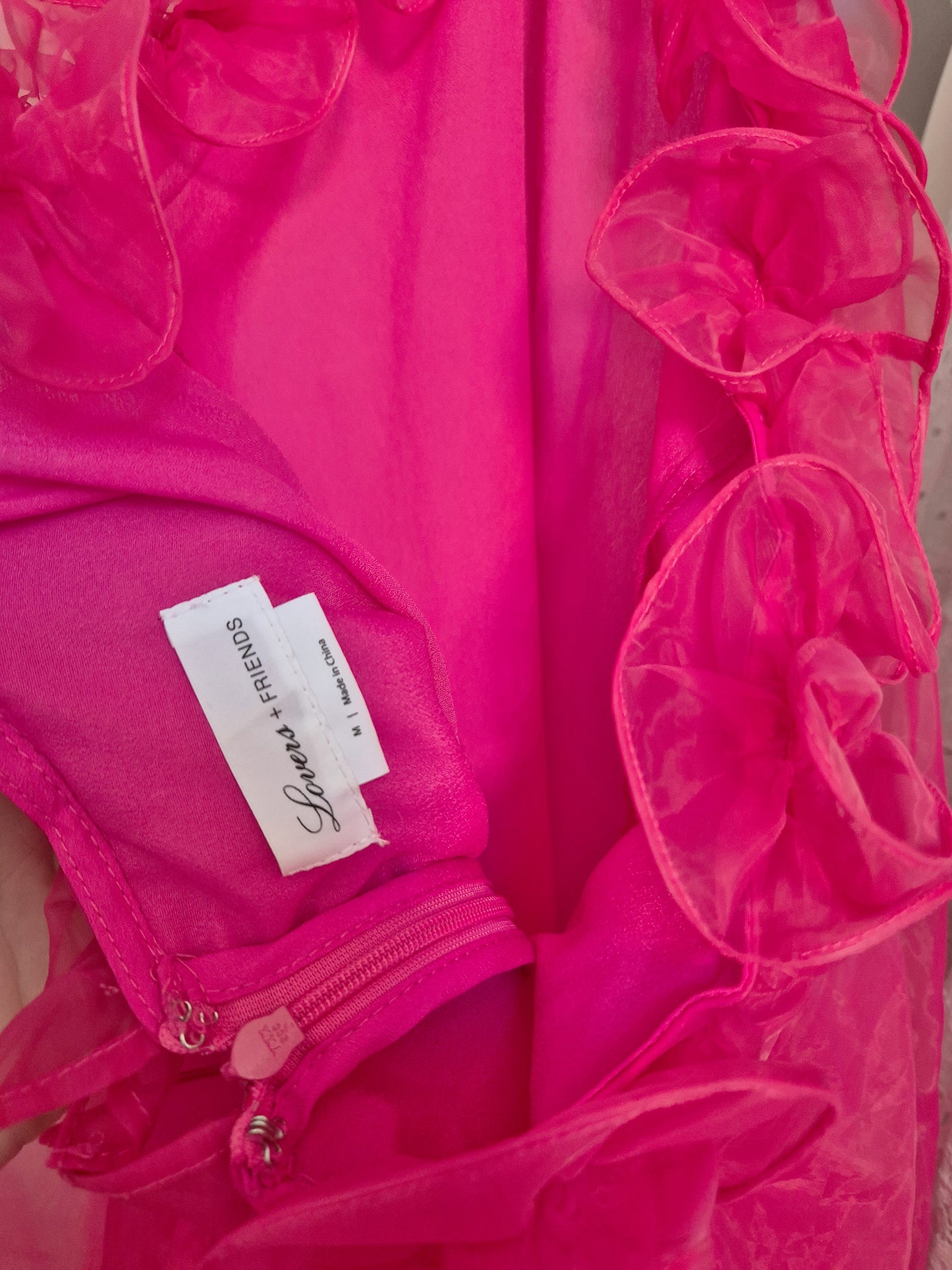 Lovers & friends babydoll organza dress hot pink UK M