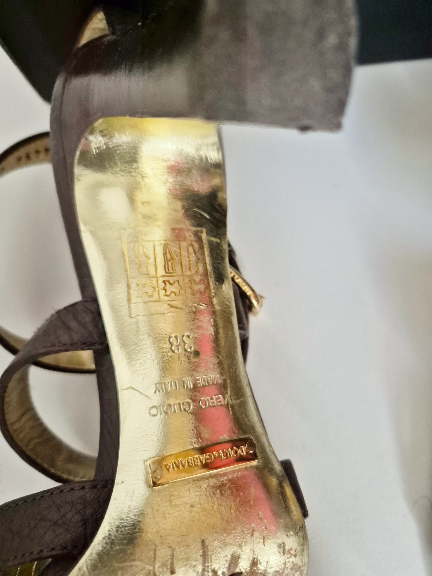 Dolce & Gabbana leather rattan heels UK 5