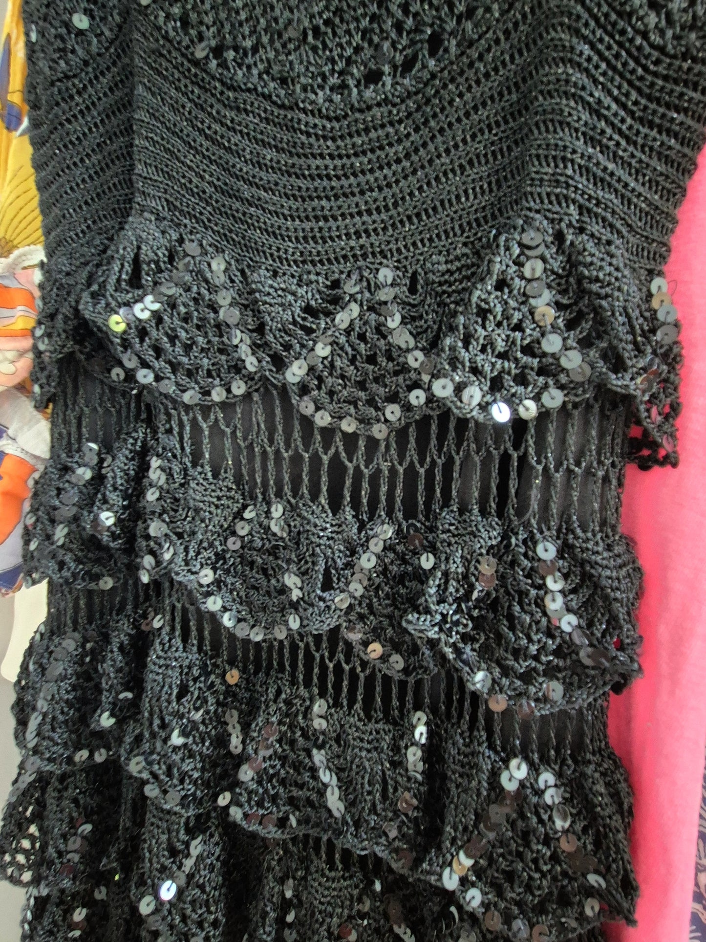 Rene derhy crochet sequin midi dress UK 8