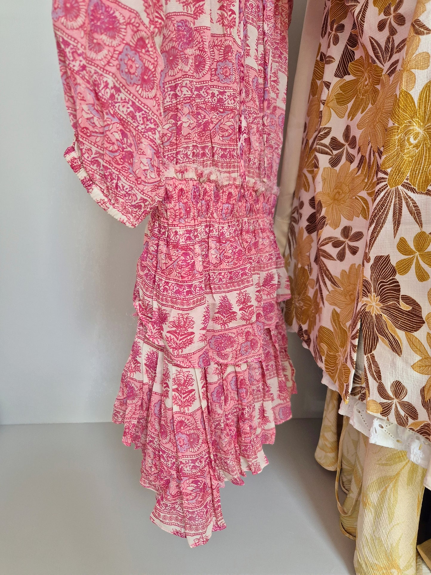 Loveshackfancy 100% silk babydoll ruffle beach dress UK XS