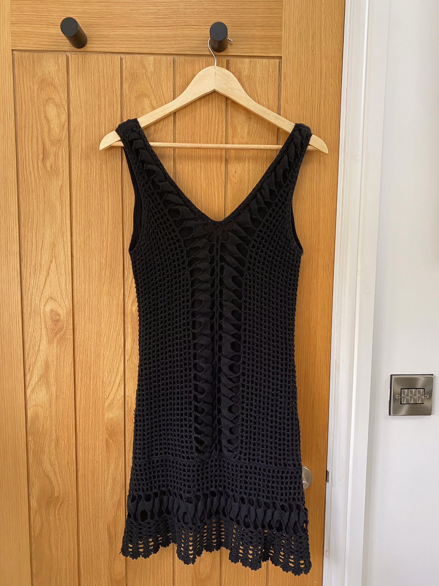 Melissa odabash black crochet beach dress UK 8-10