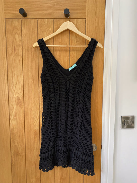 Melissa odabash black crochet beach dress UK 8-10