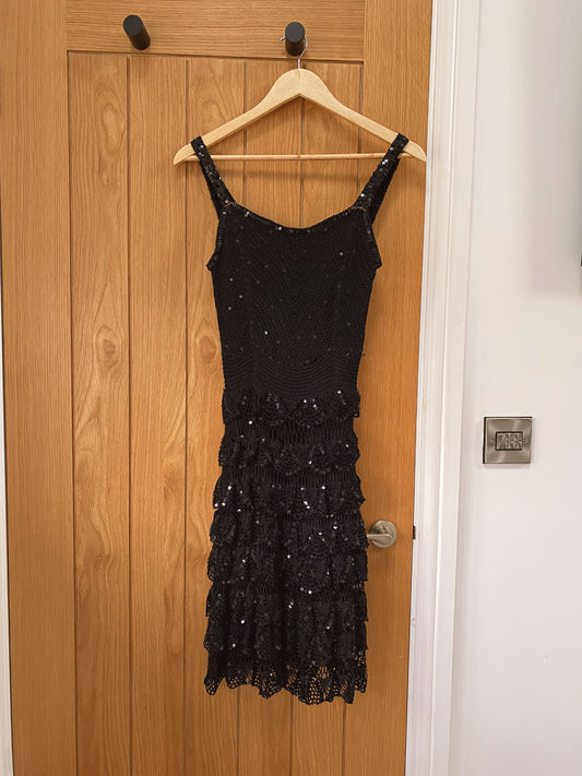 Rene derhy crochet sequin midi dress UK 8