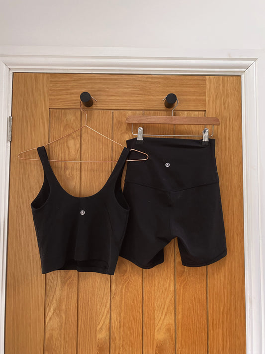 Lululemon align high rise shorts and cami set black US 4