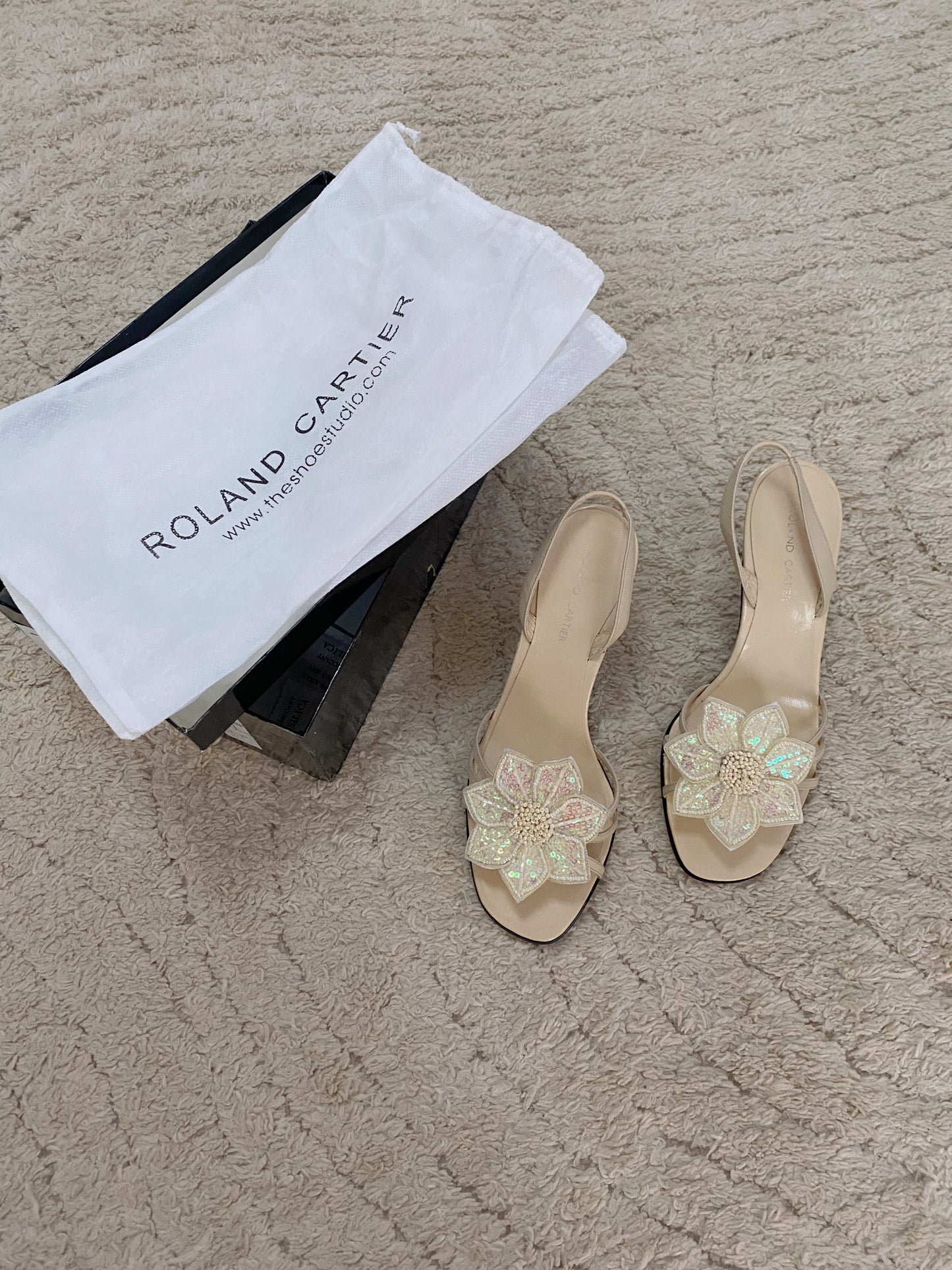 Roland Cartier Floral Beaded Kitten Heels UK 4