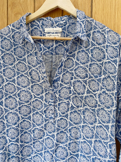 Sea salt Cornwall beach dress / shirt blue