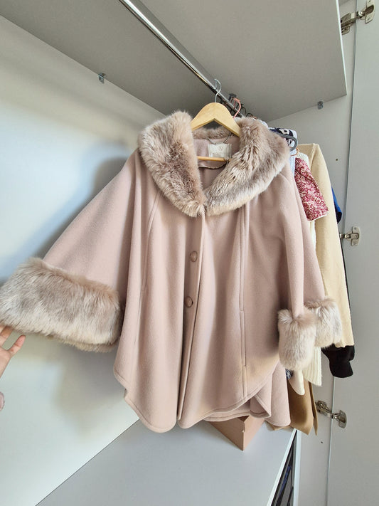 Jacques vert luxury cashmere and faux fur cape