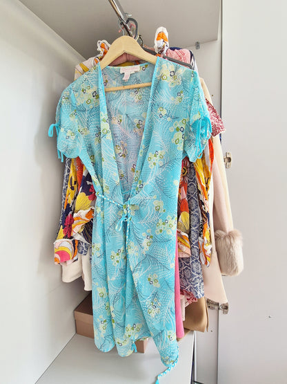 Oscar de la renta beach dress turqoise UK S/M