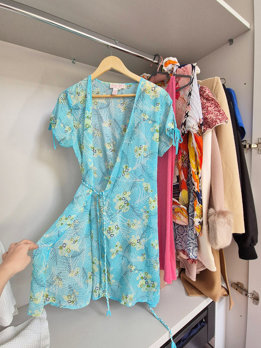 Oscar de la renta beach dress turqoise UK S/M
