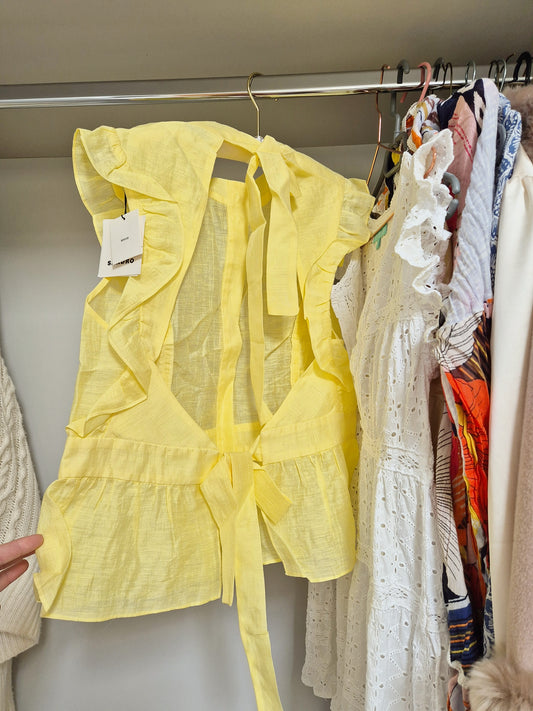 Sandro paris linen blouse yellow Size 2