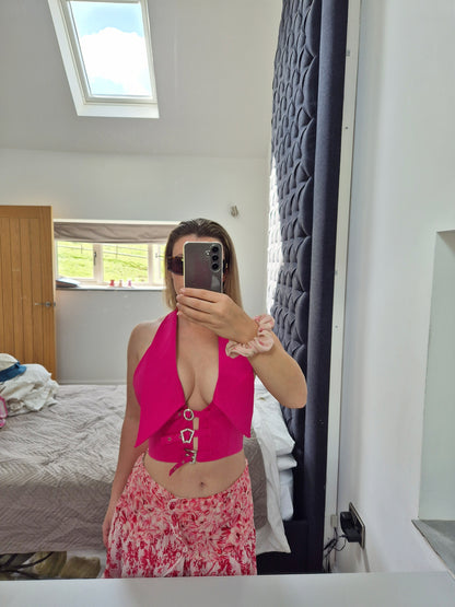 Matilde couture crystal cowboy halter neck UK 8 Rrp £150
