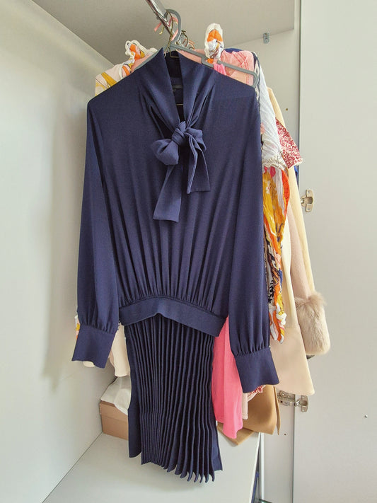 Maje Paris blue pleat dress UK 8