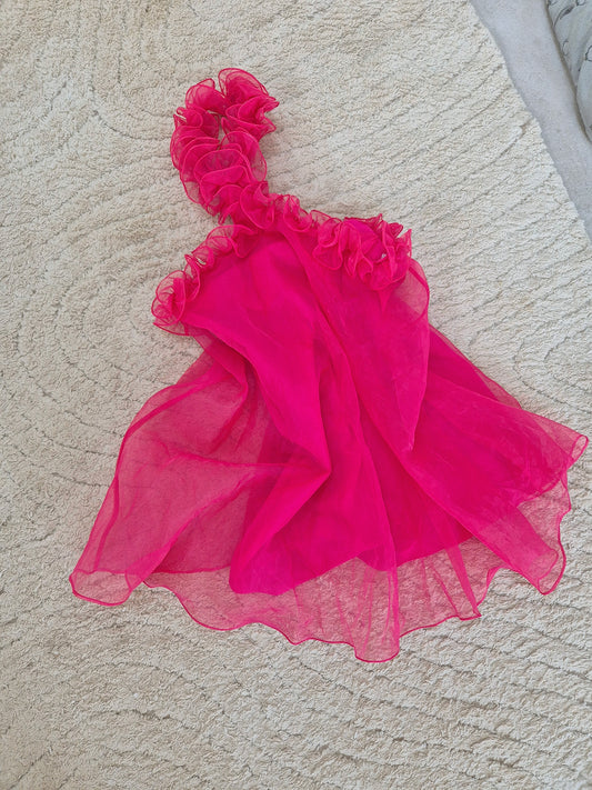 Lovers & friends babydoll organza dress hot pink UK M