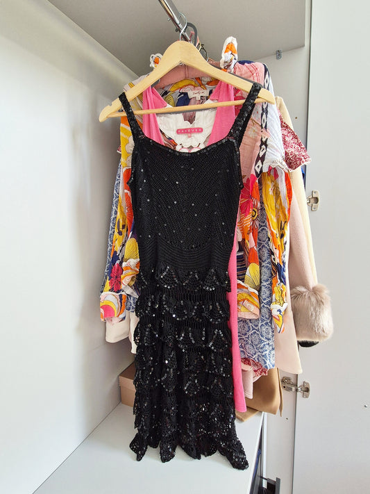 Rene derhy crochet sequin midi dress UK 8