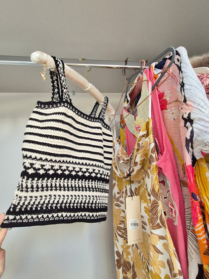 Massimo dutti black & white knit cami UK 8