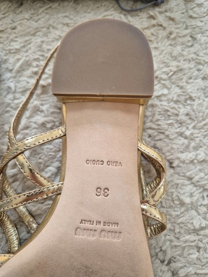 Miu Miu gold heel sandals EU 36