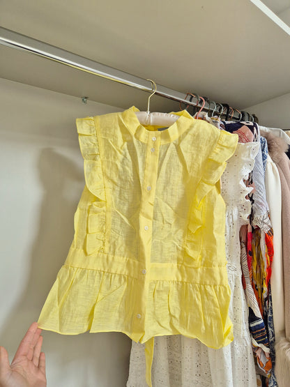 Sandro paris linen blouse yellow Size 2