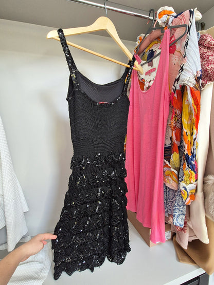 Rene derhy crochet sequin midi dress UK 8