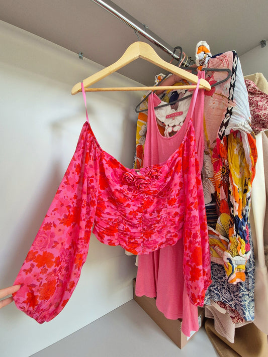 Free People floral rose blouse UK XS