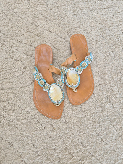 Shell beaded sandals UK 6
