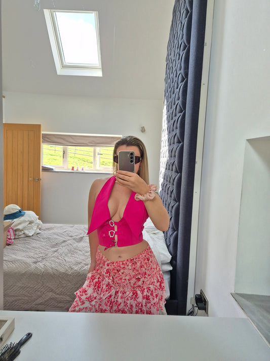 Matilde couture crystal cowboy halter neck UK 8 Rrp £150