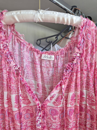Loveshackfancy 100% silk babydoll ruffle beach dress UK XS