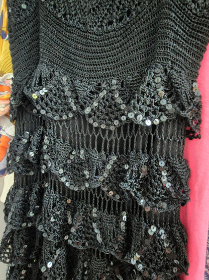 Rene derhy crochet sequin midi dress UK 8
