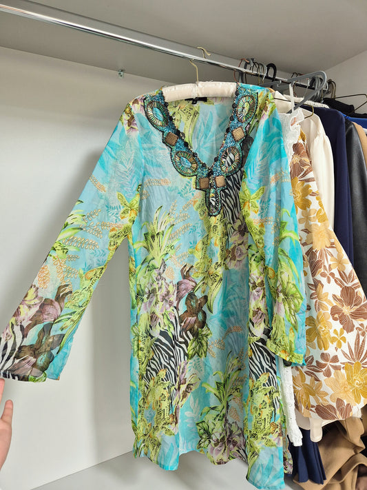Aftershock 100% silk beach dress UK M